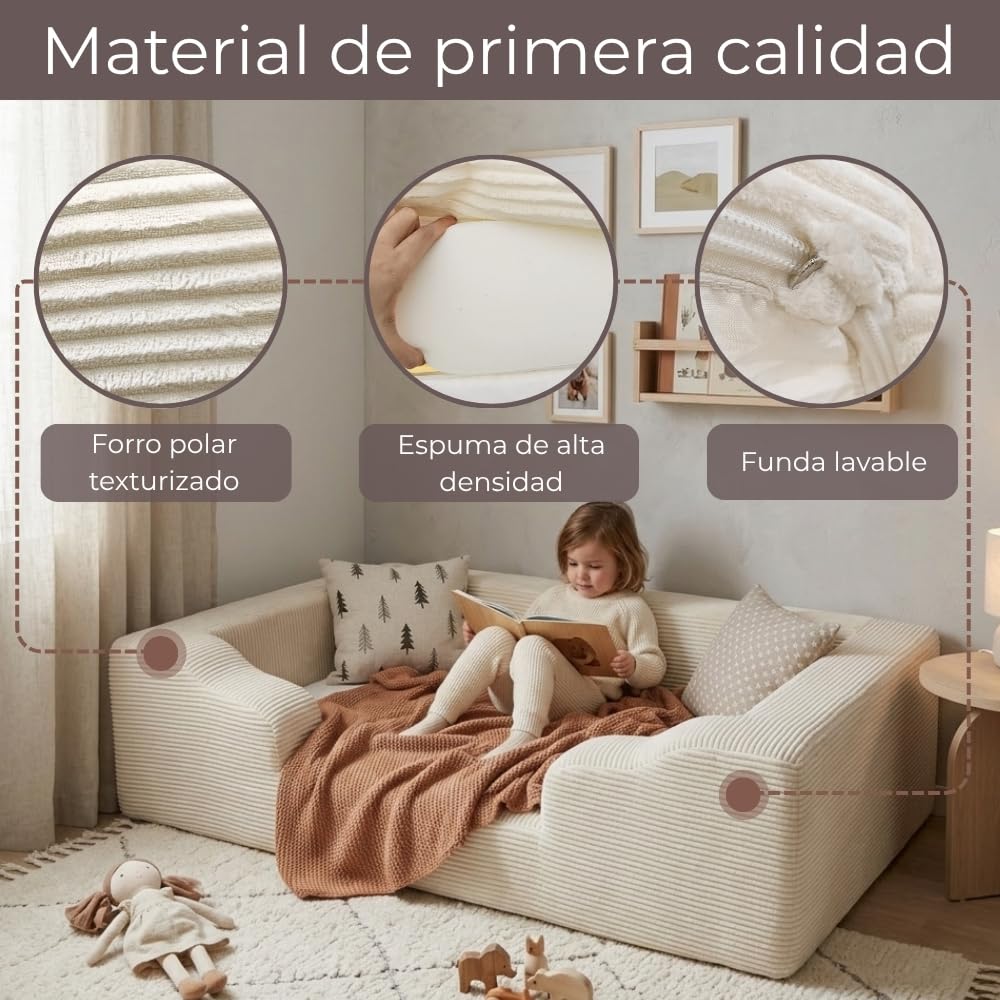 Wonder Space Cama de espuma para niños pequeños, marco de transición suave de cuna a cama con funda de pana extraíble lavable, base de cama de espuma viscoelástica para niños de 1 a 5 años, se adapta