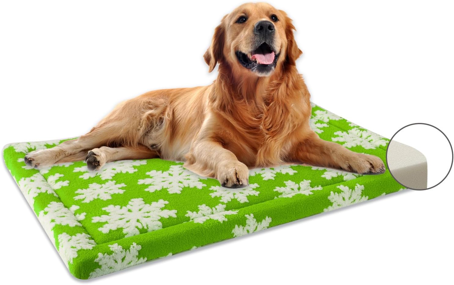 Luxurious Dog Bed Premium Foam Crate Pad for Medium/Large Dogs,Washable and Anti-Slip Kennel Pad for Dogs Cozy Sleeping Pad.(Christmas Green, 38"x28")