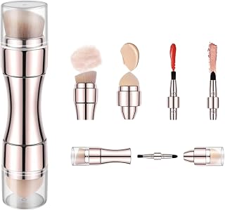 Face Brushes Makeup 4-in-1 Retractable Applicator | Eye Lip Face Retractable Makeup Brush for Blush Liquid Powder Lipstick Eyeshadow Concealer Women Beginners Christmas