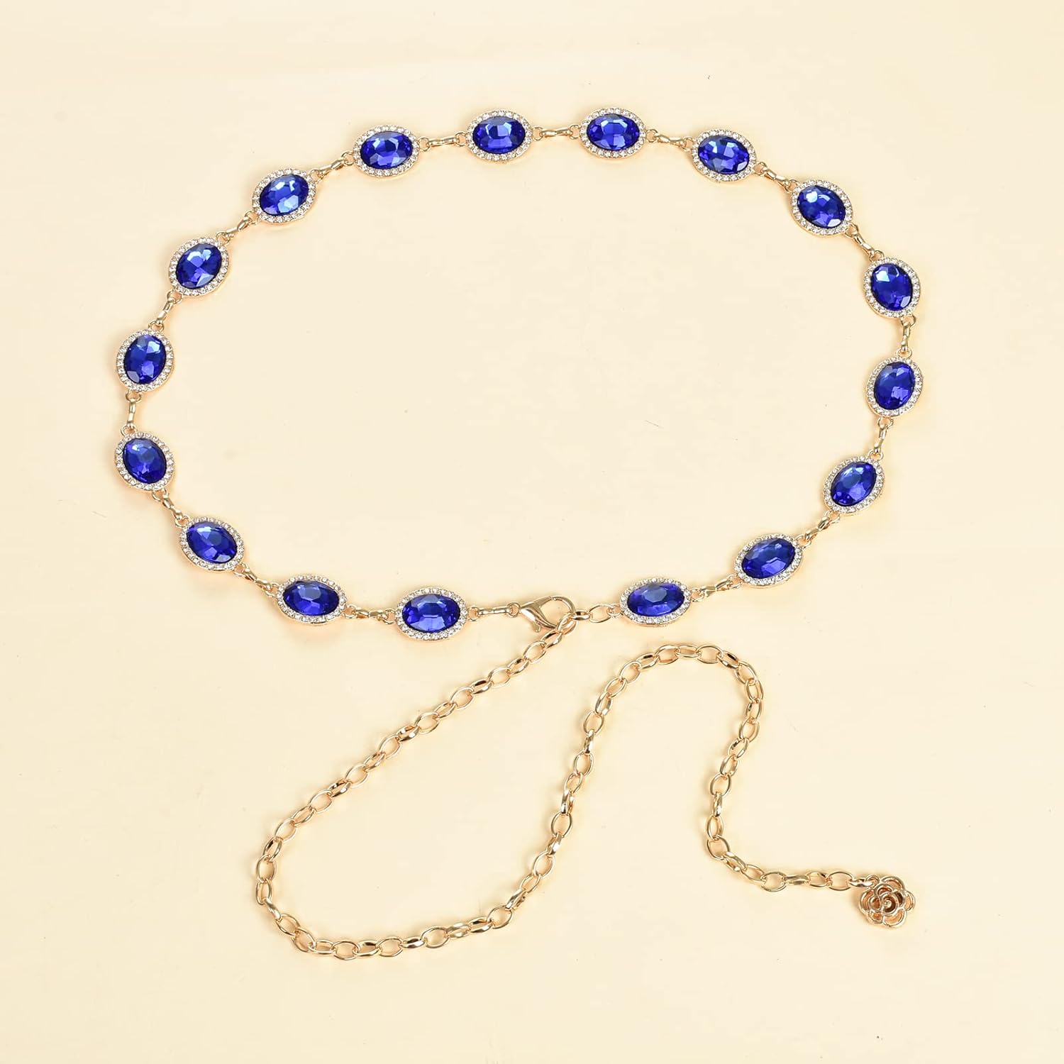 ILuvatar Green Glass Diamond Chain Belt - Metal Women's Western Style Dress Belt - Image 6