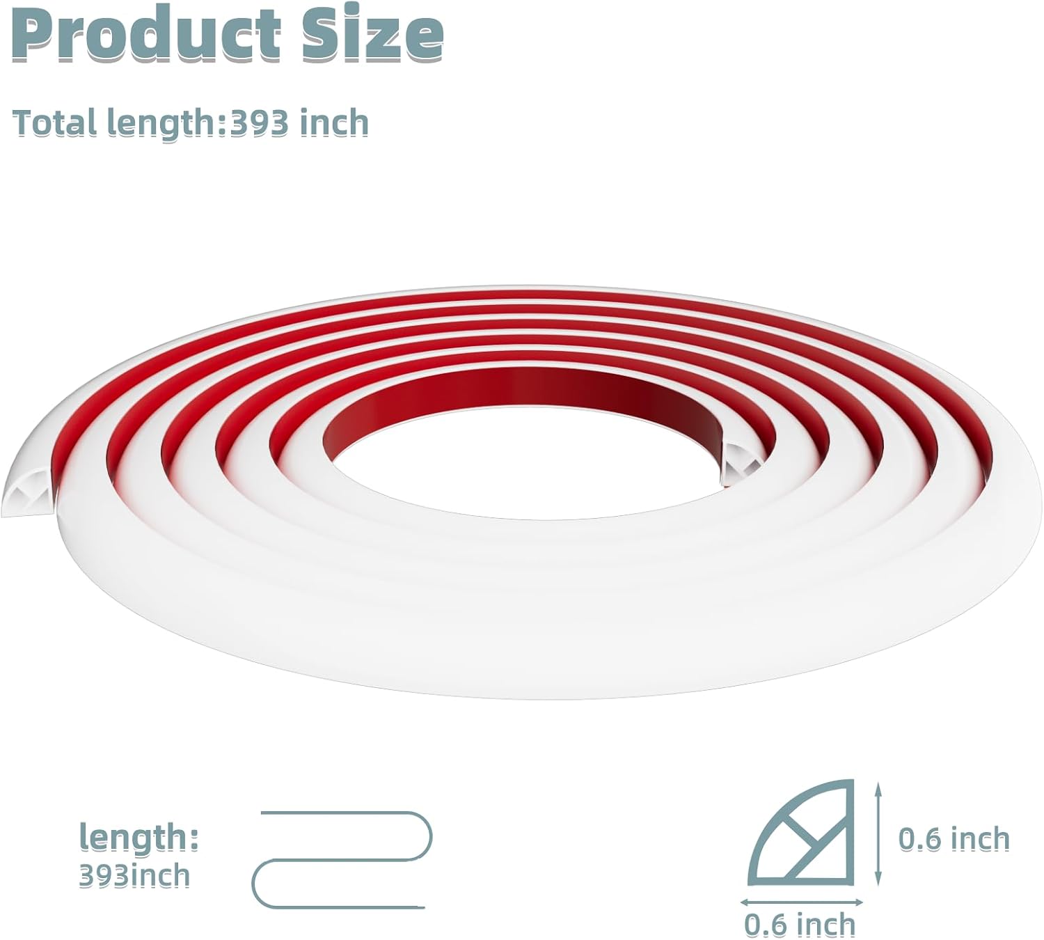 Flexible Quarter Round Molding,393 Inch Silicone Molding Trim Peel and Stick Baseboard Wall Trim,Self Adhesive Shoe Molding for Floor Edge Caulk Strip,Wall Edge,Corner,Stair Edge,Countertop