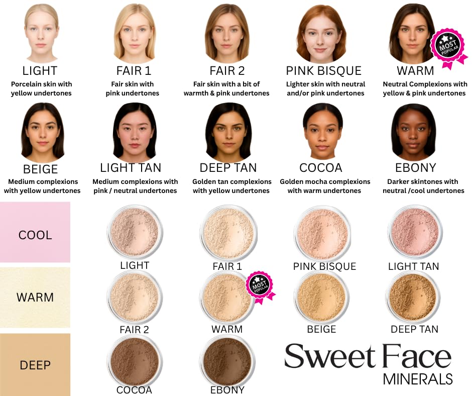 WARM FOUNDATION- Most Neutral Shade (30g Full Size Sifter Jar) – Matte Mineral Foundation – Buildable Coverage, Soft Finish Loose Powder Makeup – SPF 30 - Image 5