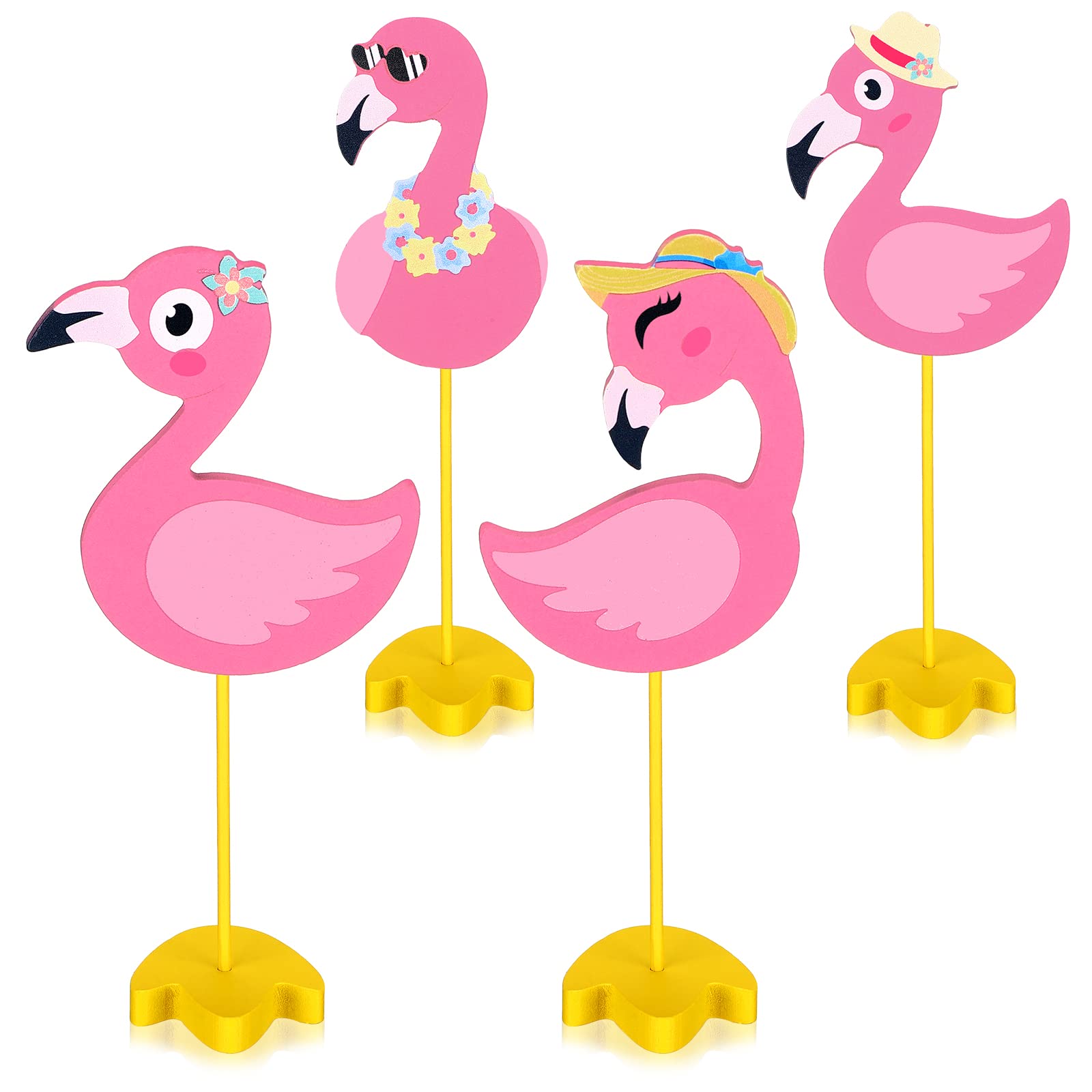Panneaux en bois flamant rose (lot de 4) sur support pour décoration rustique
