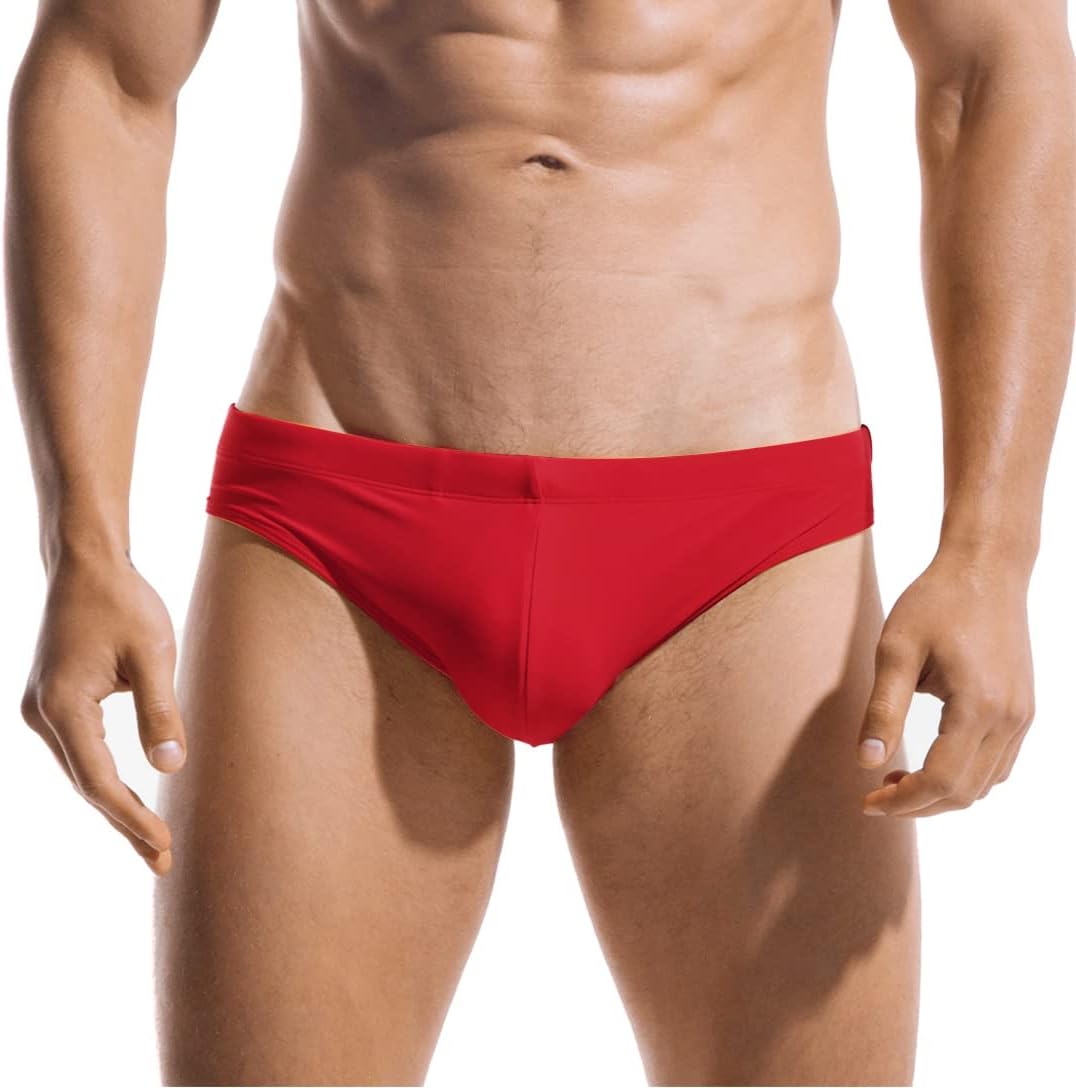 Mens Vintage Swim Briefs Sexy Bikini Swimwear Quick Dry Retro Swimsuit with Drawstring
