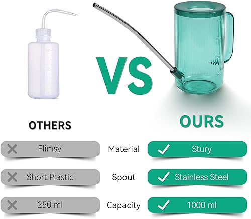 Miniatura 4 de ZOUTOG - Regadera para plantas de interior, paquete de 2 dispositivos de riego de plantas de plástico con boquilla larga, regadera de interior para