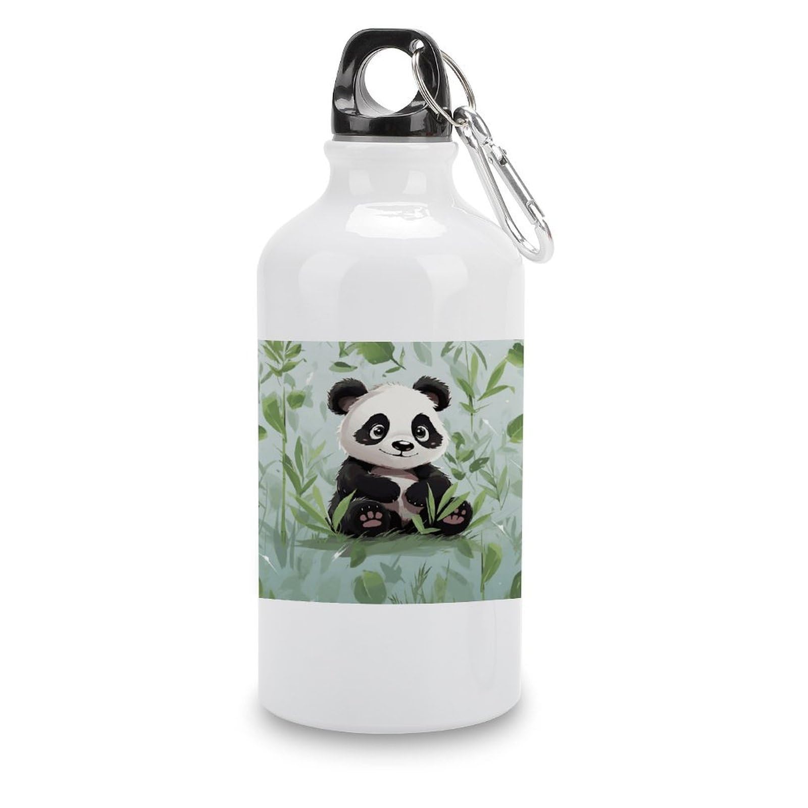 VstaDank Panda Bamboo Water Bottles Aluminum Sports Water Bottle with Lid&Hook Buckle Fashion Vacuum Insulated Water Bottles Hydration Flask Leak Proof Tumbler Keep Cold&Hot