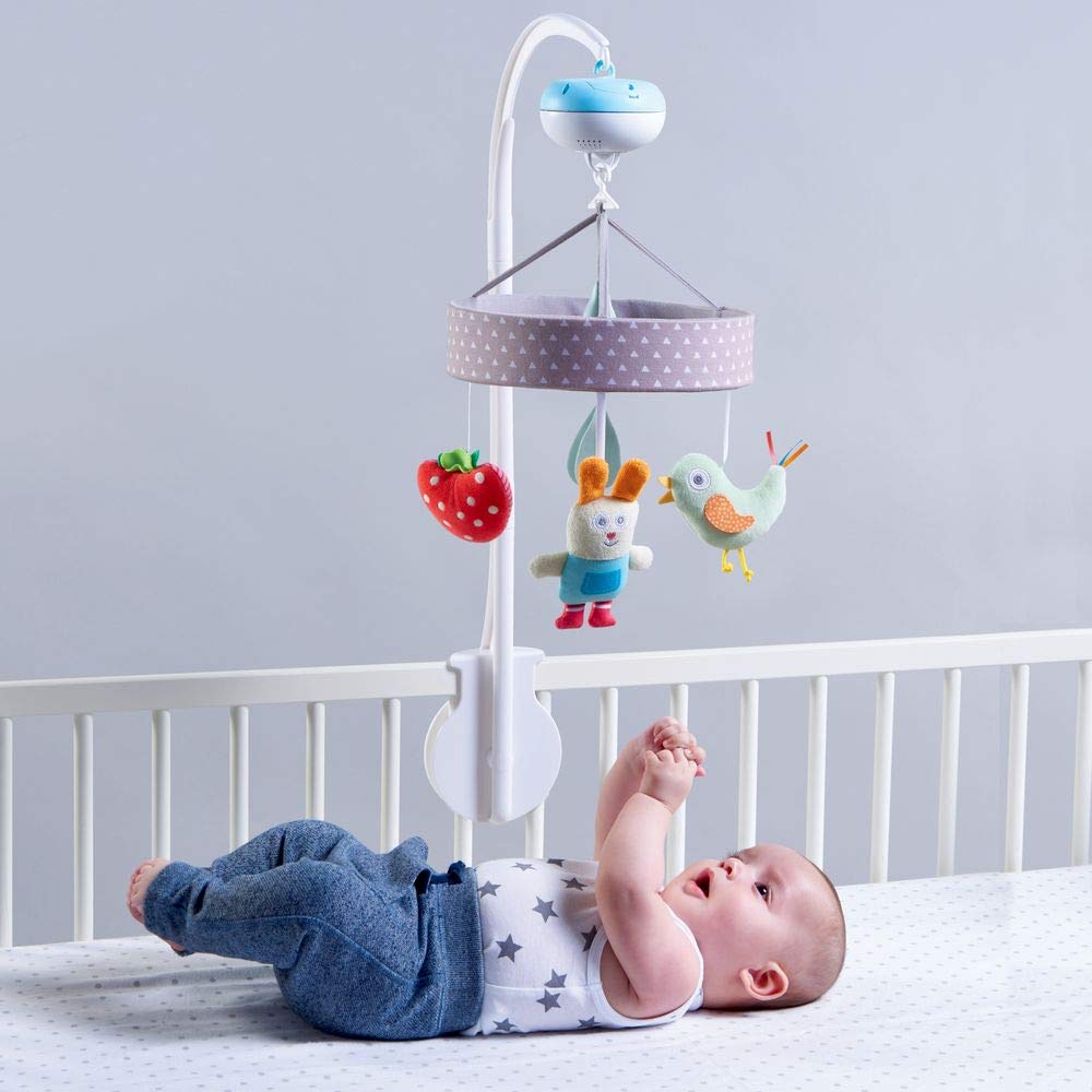 Taf Toys Musical Garden Baby Cot Mobile. Includes 3 Soft Colourful Hanging Toys. 30 Minutes of Classical melodies Suitable from Birth Multicolour