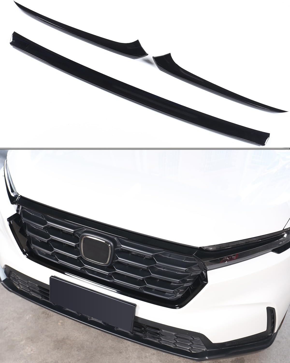 for Honda CRV 2023 2024 2025 Grille Upper Trims, Sporty OEM Style Grille Moulding Cover for CR-V LX, EX, Sport Hybrid, EX-L Sport Touring Hybrid, Exterior Accessories for CR V -Piano Black piano black upper