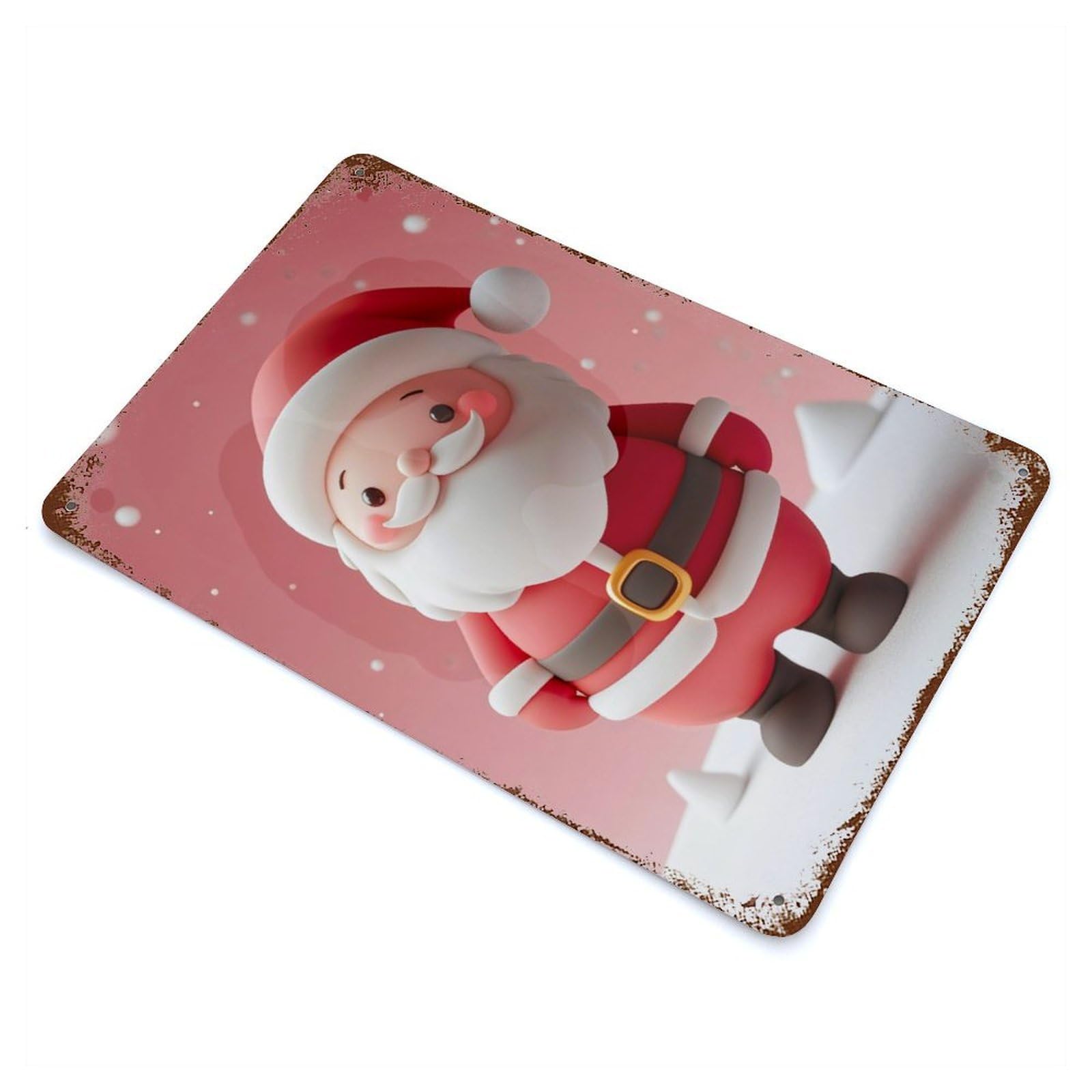 Cute Santa Claus Decorative Tin Sign 11.8"x7.9", Retro Wall Decor for Living Room, Hallway And Home Decor