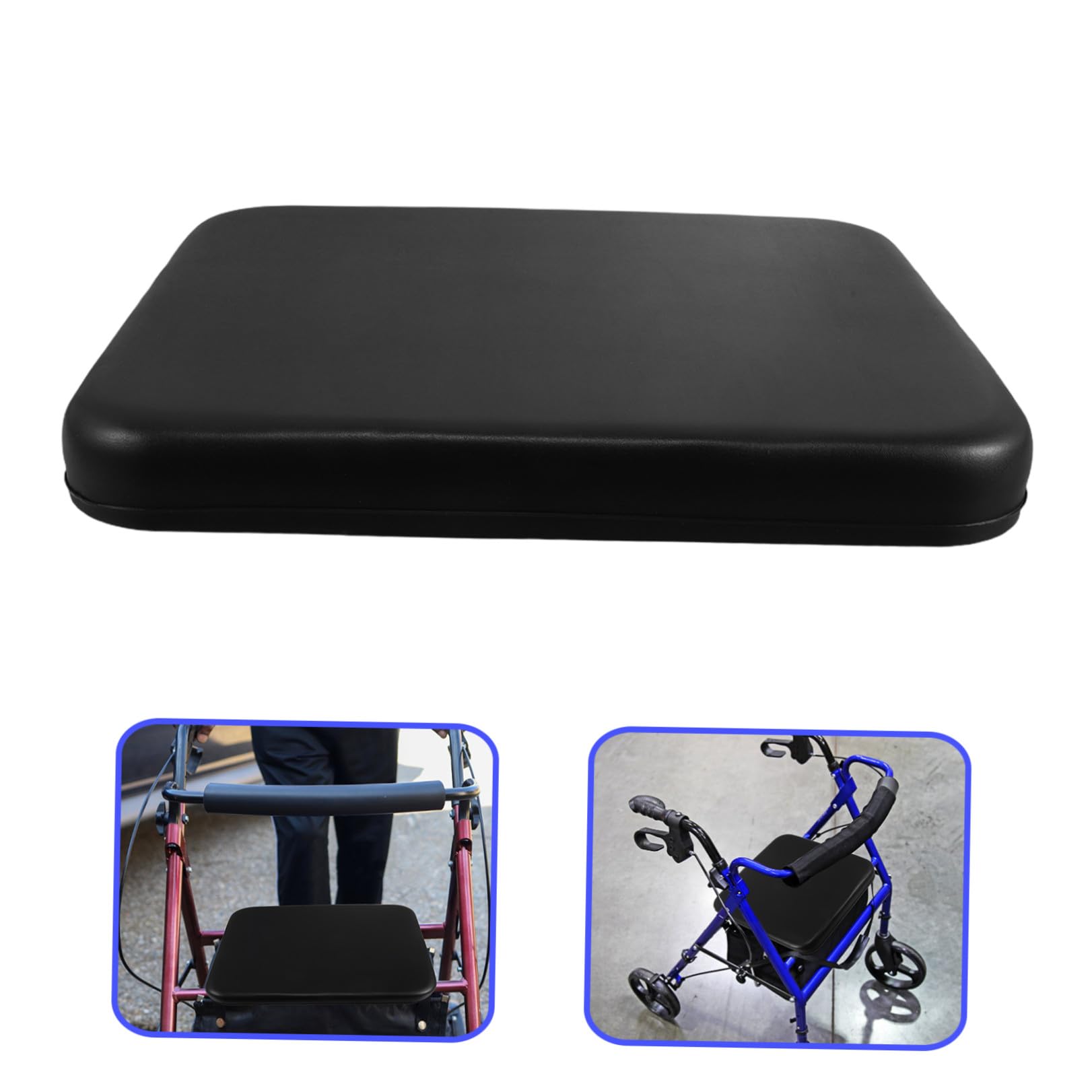 Cuscino Seduta per Deambulatore in Pu Nero 13, 6x12, 4x1, 4 | Cuscino Sostitutivo per Rollator, Leggero e Facile da Installare, per Assistenza Domiciliare Anziani