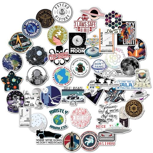 Image of WallDesign Space & Science Sticker Collection: 47 Laminated Stickers for Mobile, Laptop, Personalizing and Gifting! Durable, Hi-Quality Print for Astronomy Lovers-Self-Adhesive