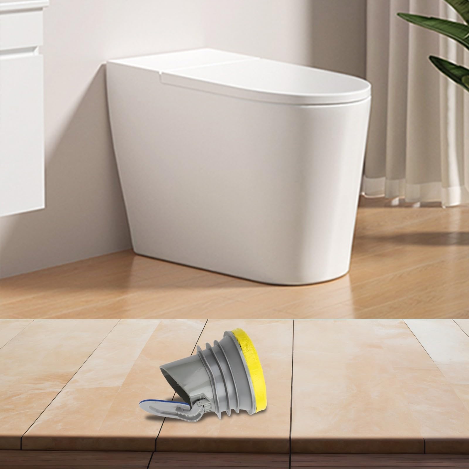 DAZZLEEX Anneau de cire pour bride de toilette avec clapet anti-refoulement Design anti-fuite pour réparation d'installation de toilettes Noir/gris 125 x 125 x 80 mm (gris)