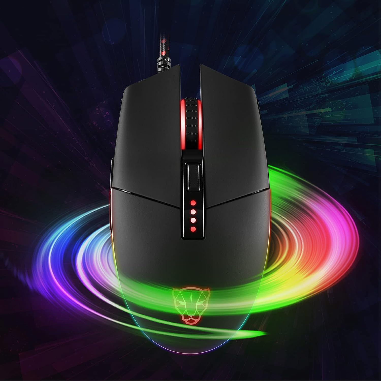 Motospeed V50 Wired Gaming Mouse, 4,000 DPI, Rainbow Optical Effect LIGHTSYNC RGB