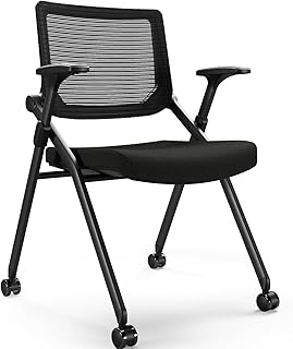 FYLICA Foldable Office Chair with PU Wheels and Smooth Armrest-Ergonomic...