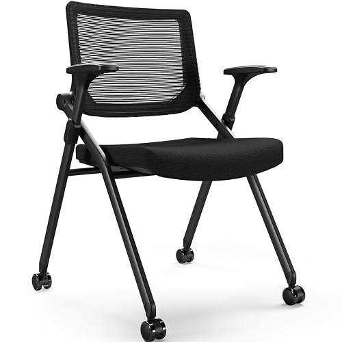Foldable Office Chair with PU Wheels and Smooth Armrest-Ergonomic Mesh