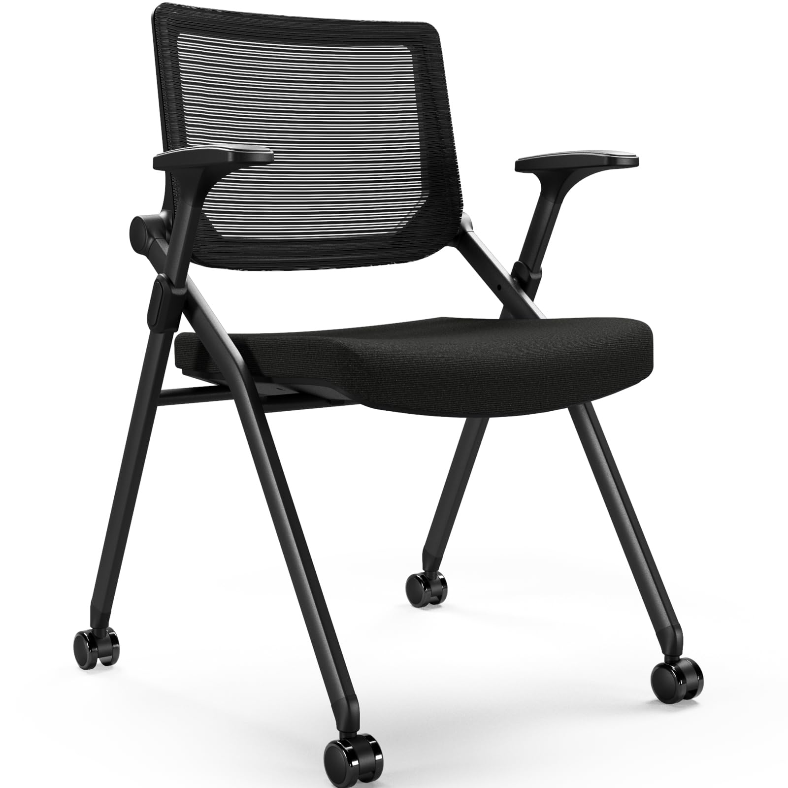 Tablet Arm Chair With Caster Wheels, Ergonomic Mesh Bouncing Back