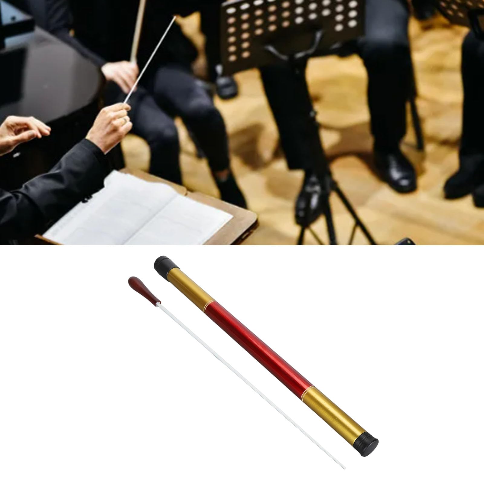 15.7 Music Band Conducting Baton Orchestra Baton, Orchestra Conductor Baton Fiberglass, Red Sandalwood Music Band Conducting Baton with Tube Case for Concert