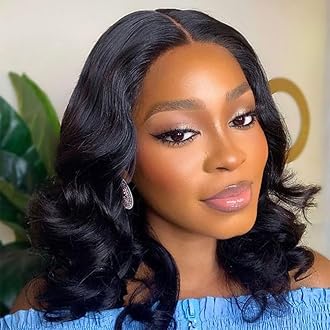 Body Wave Lace Front Wigs Human Hair Glueless Bob Wig Human Hair Pre Plucked Pre Cut Wear and Go No Glue 4x4 Lace Closure Wigs for Black Women (14 inch)