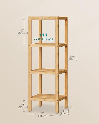 Miniatura 17 de SONGMICS - Estante de bambú de 5 niveles, estante estrecho, de almacenamiento multifuncional, esquinero, para cocina, sala, dormitorio, entrada