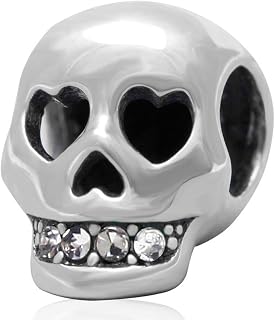 925 Sterling Silver Charm Skeleton Charm Skull Charm Halloween Charm fit for Pandora Bracelet (E)
