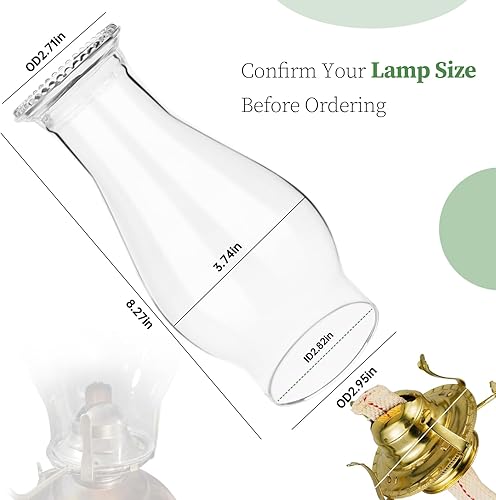 Miniatura 3 de Lámpara de aceite de repuesto para chimenea, pantalla de vidrio transparente para lámpara de huracán (estilo ondulado) para lámparas de queroseno,