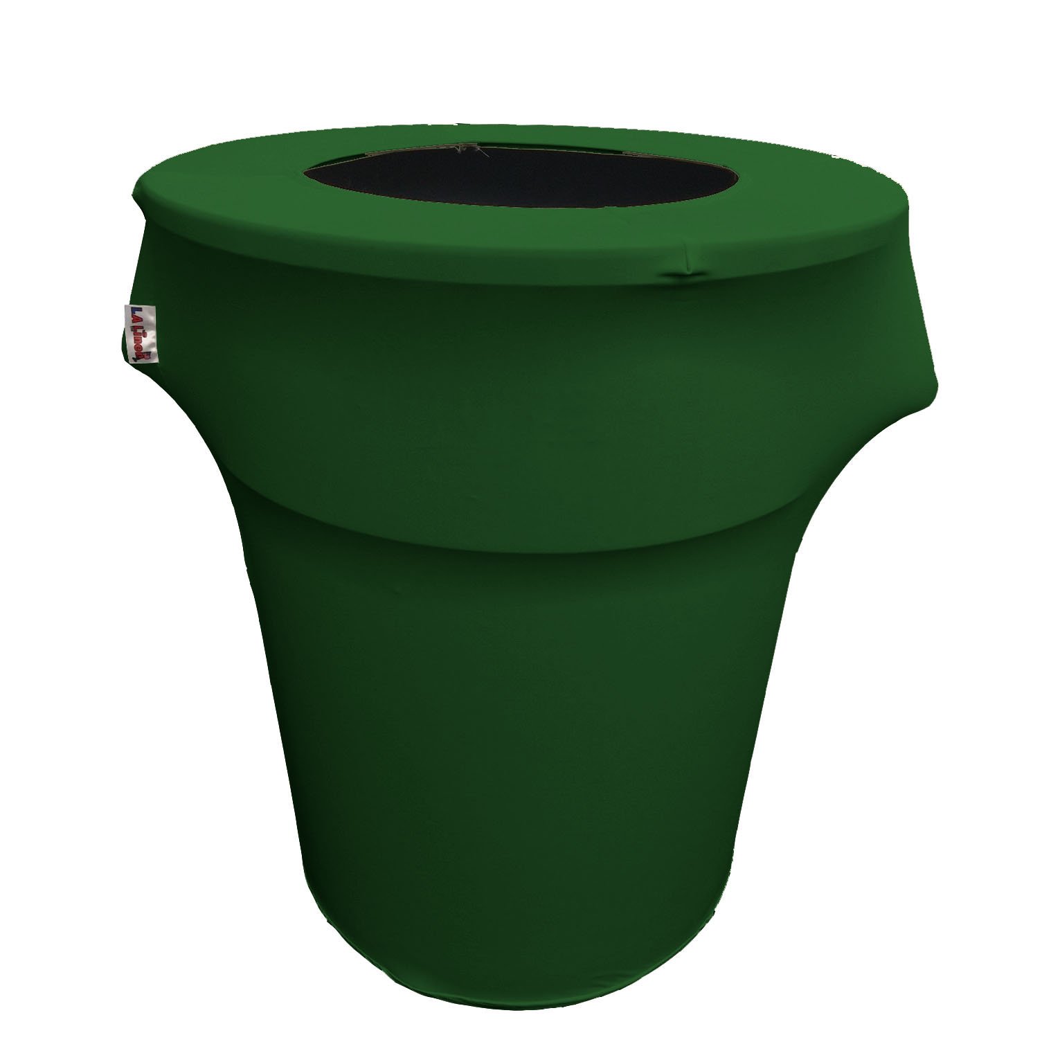 LA Linen Stretch Spandex Fitted Trash Can Cover 44-Gallon Round, Bin Waste Container Cover, Outdoor Indoor Patio Backyard Decor, Emerald Green