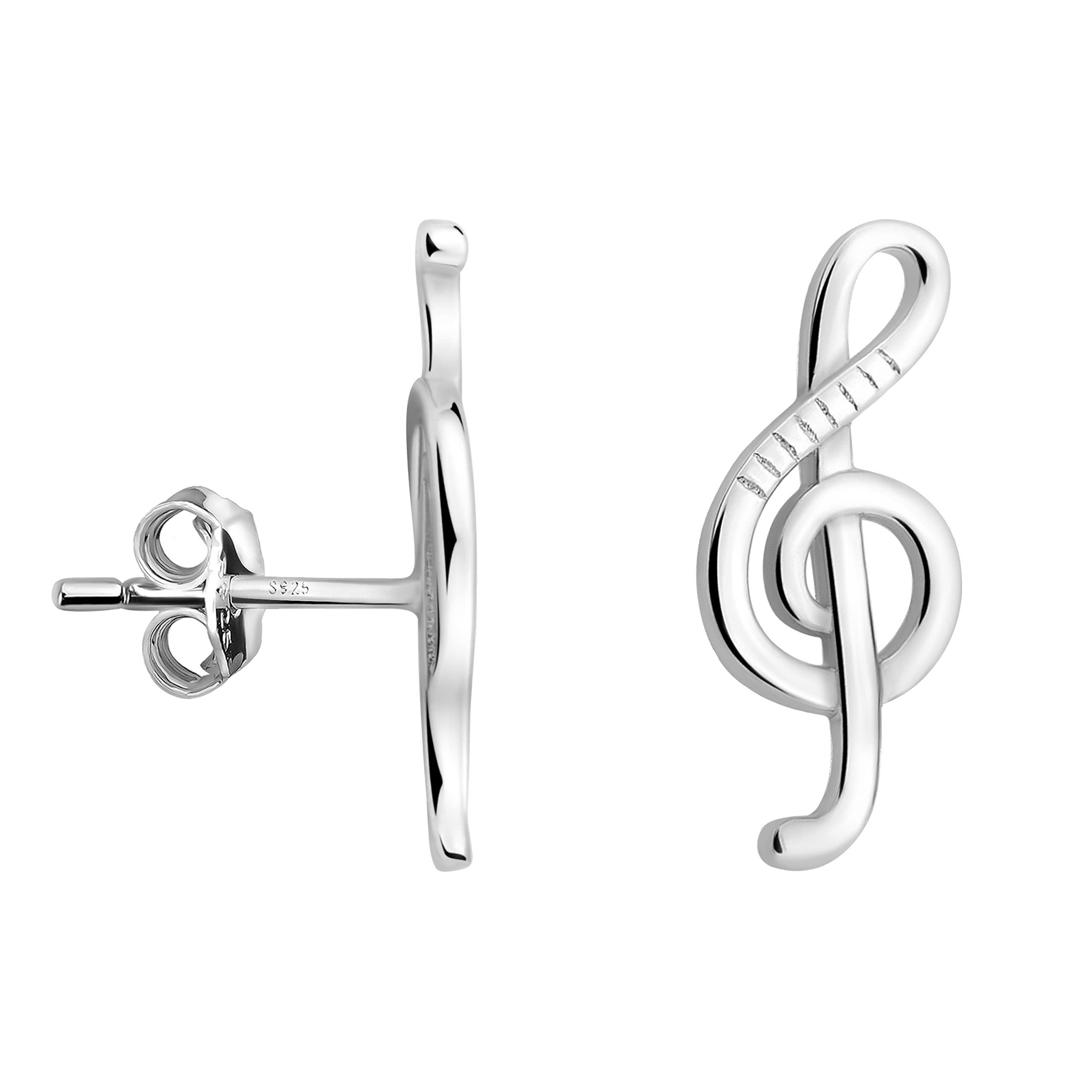 Sofia Milani Pendientes para Mujeres en Plata de Ley 925 - Pendientes de Música Clave de Sol - 20674