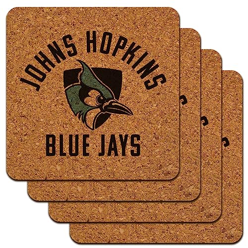 Johns Hopkins University Blue Jays Logo Low Profile Cork Coaster Set
