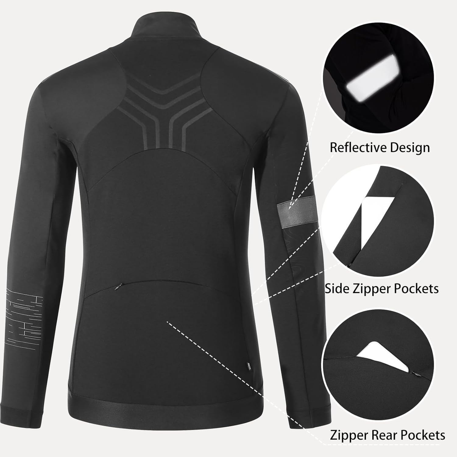 Santic Men's Windproof Thermal Cycling Jersey, Winter Long Sleeve Bike Jacket with Full Zip & Pockets - Image 5