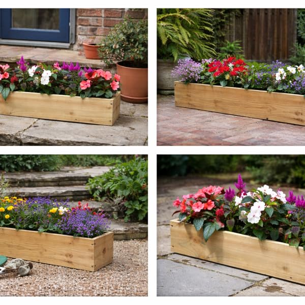 Rough Sawn Garden Trough Planter 20cm wide x 15cm high - various lengths (100cm long)
