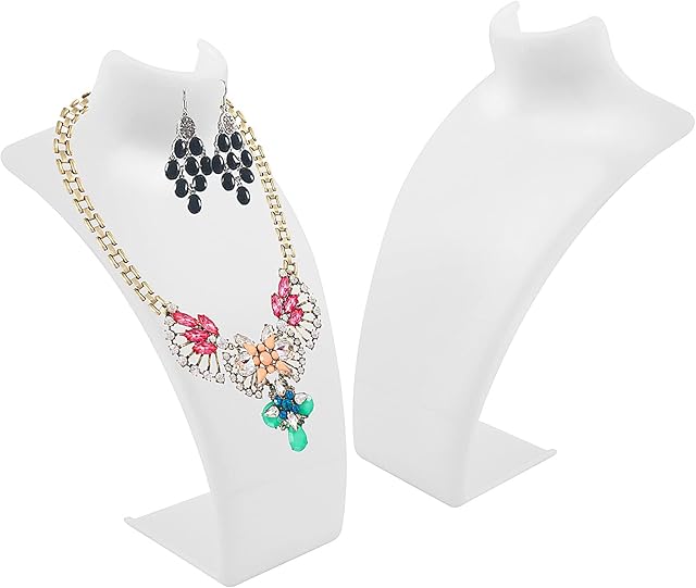 Shoze 2Pcs Jewellery Busts Holder Necklace Earrings Plastic Mannequin Display Stand for Hanging Display Storage Jewelry Holder
