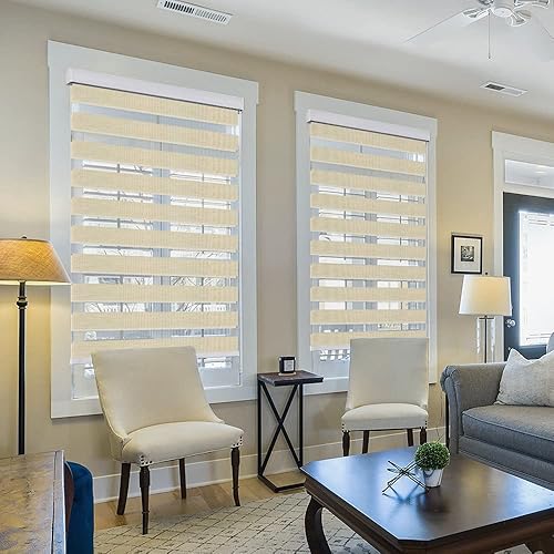 Miniatura 2 de KCO Persianas de doble capa con diseño de cebra, enrollables, traslúcidas para día y noche, con cubierta de cenefa, 39 pulgadas de ancho x 72