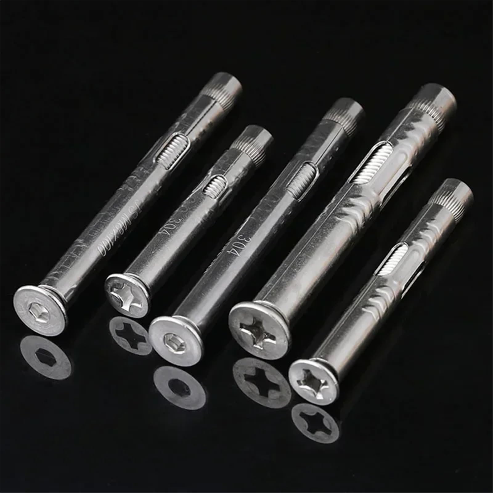 Spreizdübel 304 Edelstahl Phillips/Sechskant Senkkopf Flachkopf Expansion Schraube M6/M8(50Pcs,M8x100-Phillips)