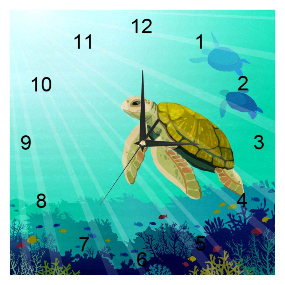 Horloge murale moderne tortue de mer pour décorer l'école et le salon