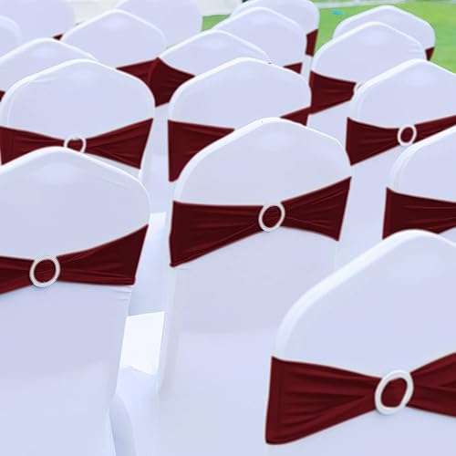 Miniatura 7 de Tegeme 80 cintas elásticas para silla, lazos para silla, bandas elásticas de elastano con hebilla para bodas, hoteles, banquetes, fiestas de