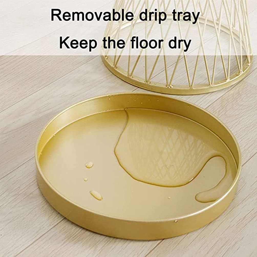 Metal Umbrella Stand Holder with Hollow Design Drip Tray and Hooks Ideal for 4 8 Umbrellas Perfect for Corridor or Entrance Black 23x58cm