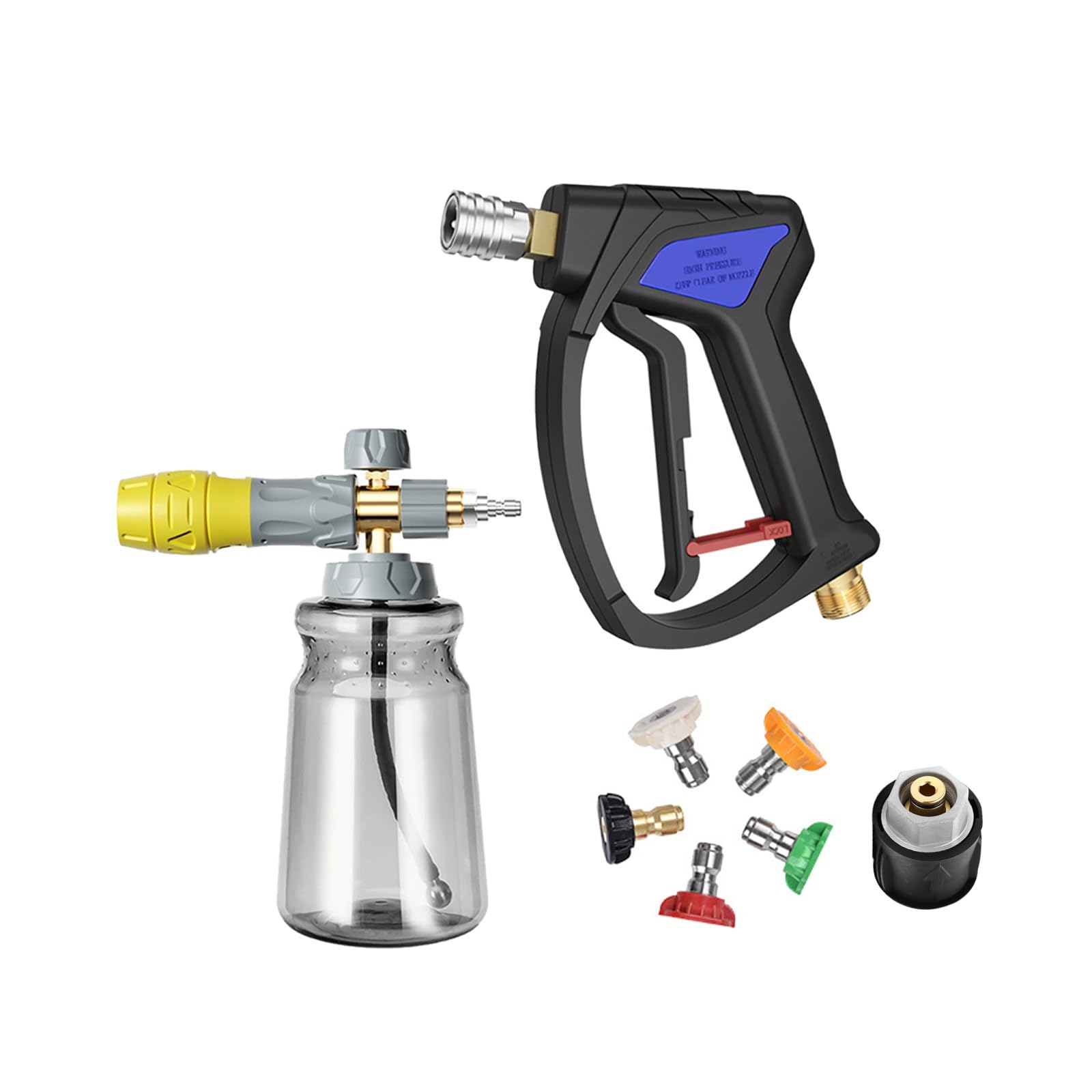 4080 PSI Stubby Pressure Washer Gun with Foam Cannon, High Pressure Washer Gun & Jet Wash Gun Set, 5 Nozzle Tips, M22 14MM Connector for Karcher K1-K7, Car Wash & Cleaning