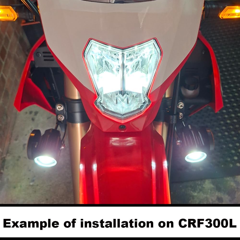 LED Auxiliary Light Kit w/Connector Compatible with Honda CRF300L / LS/Rally/and CRF250 / L/S/Rally (2021-current) (12W (Day white))