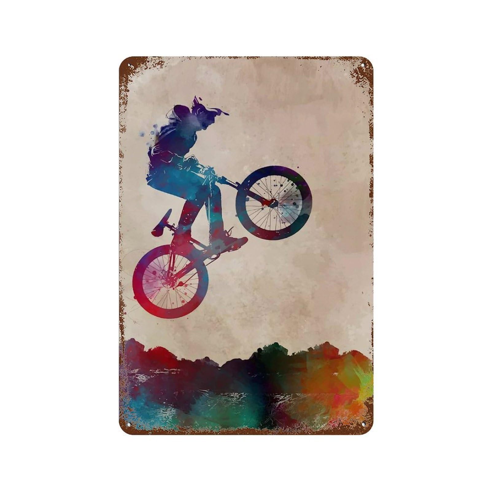 BMX Rider Silhouette Retro Metal Sign 11.8"x7.9", for Bistro, Counter And Cafe Decor, Rustic Home Decor