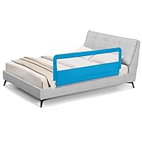 Vista 12 de BABY JOY Barandillas para cama de niños, 180 cm extra largas, protector de cama abatible mejorado con correa de seguridad, barandilla plegable