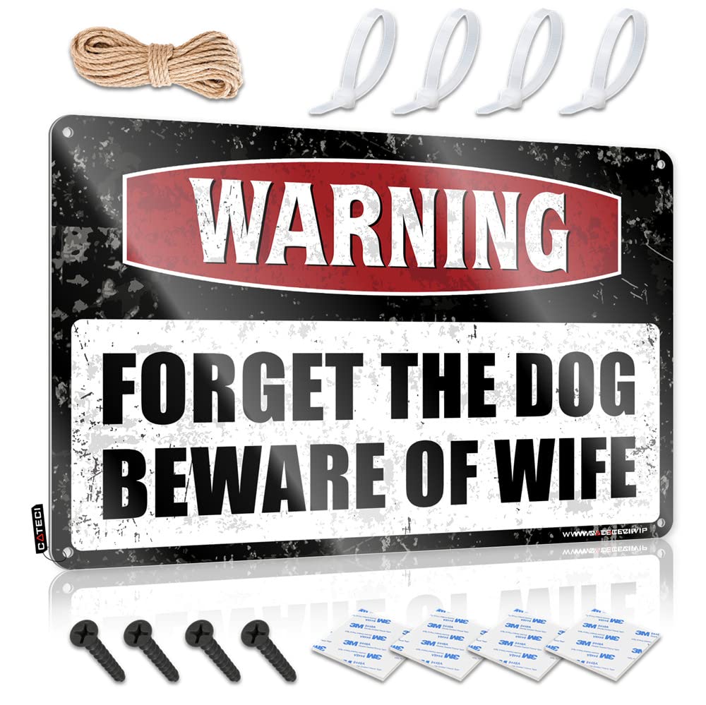 Warning Forget The Dog Beware Of Wife Custom Tinsign - Plaque Cover Hanging Wall Decor(20X30CM)