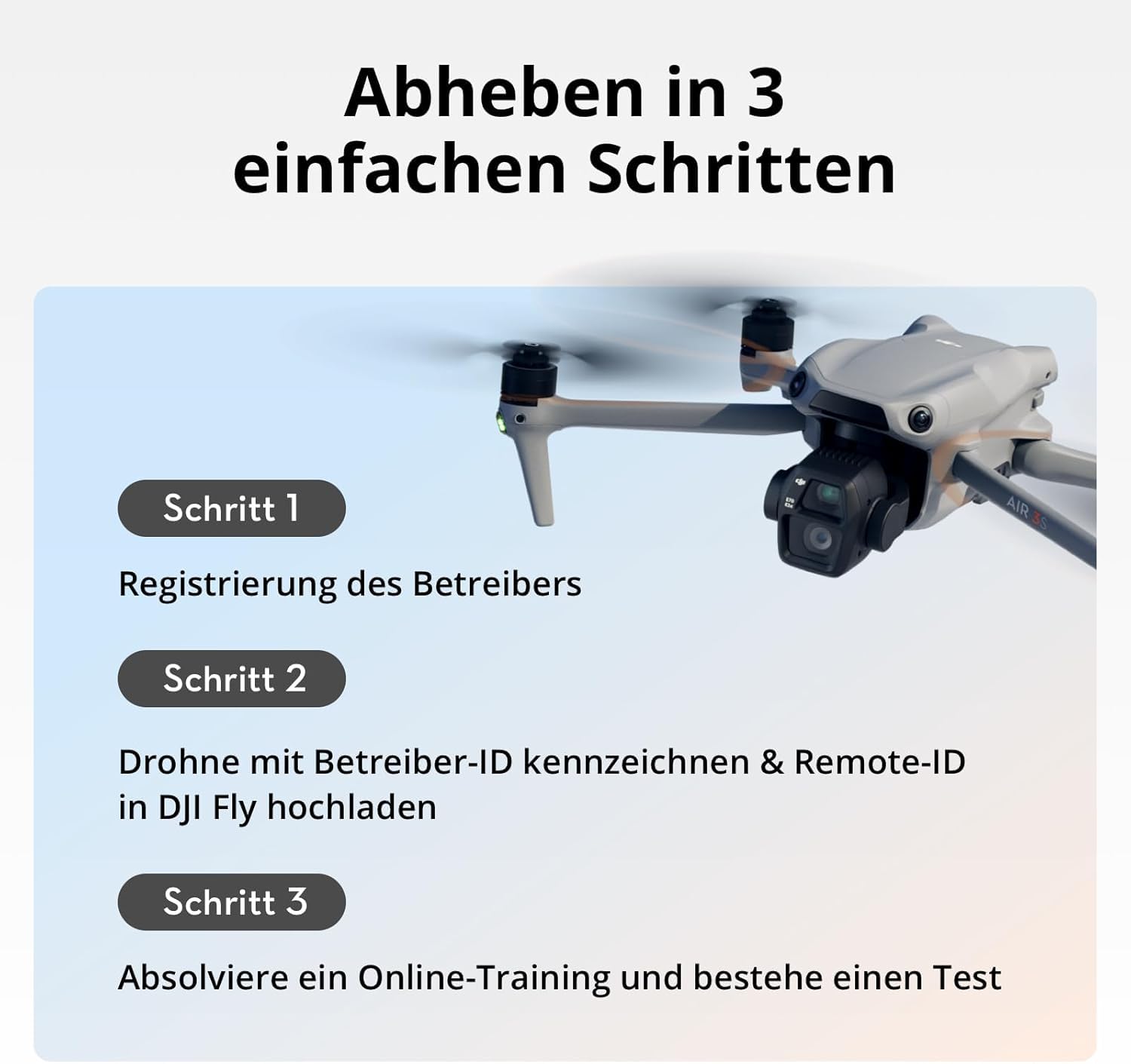 DJI Air 3S Fly More Combo (RC-N3) mit Vielseitiges Zubehör, Drohne mit 1“ CMOS Weitwinkel- & mittlerer Telekamera, 4K/60fps HDR Video, omnidirektionale Hinderniserkennung bei Nacht und 3 Akkus