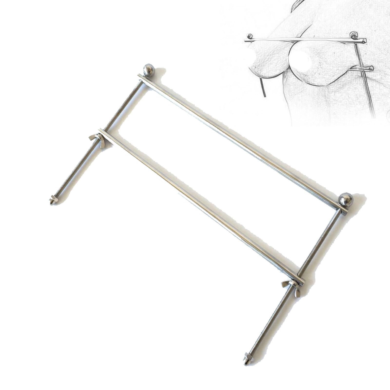 Barre d'écartement en acier inoxydable BDSM, pince de poitrine, Bondage de sein, pilier de sein réglable, bijoux de mamelon de sein, jouets sexuels SM for hommes et femmes