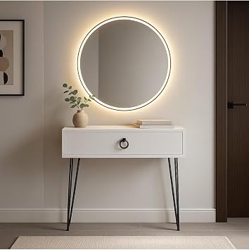 Beyaz Metal Ayakl  Modern Dresuar   80X20X20 Cm, Suntalam, Minimalist Antre Ve Salon Konsol Dolab