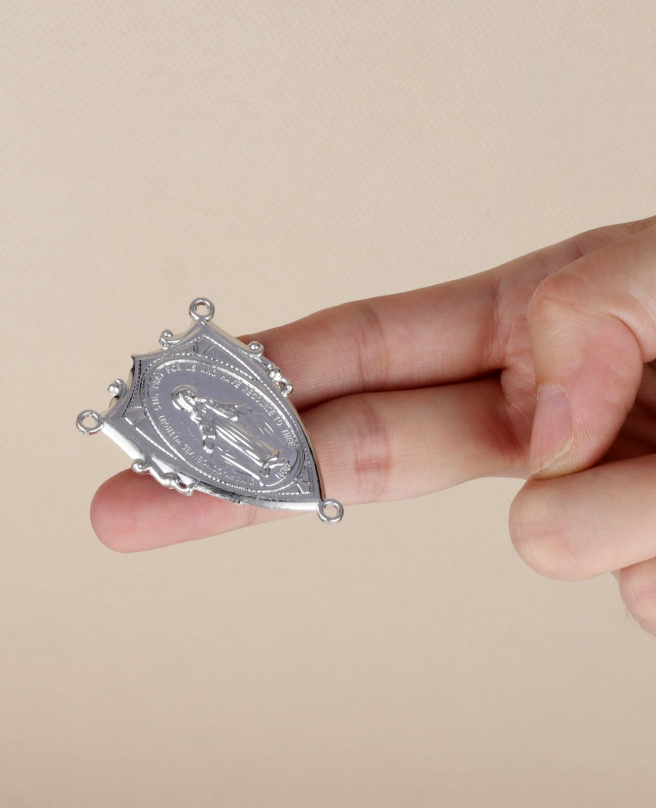 Diyalo 3-Hole IHS Holy Chalice/Holy Family/Jerusalem/Sacred Heart/Pope Francis/St.Benedict Medal Rosary Chaplet Connector Centerpieces Jewelry Making Parts (Our Lady Medal-10pcs)