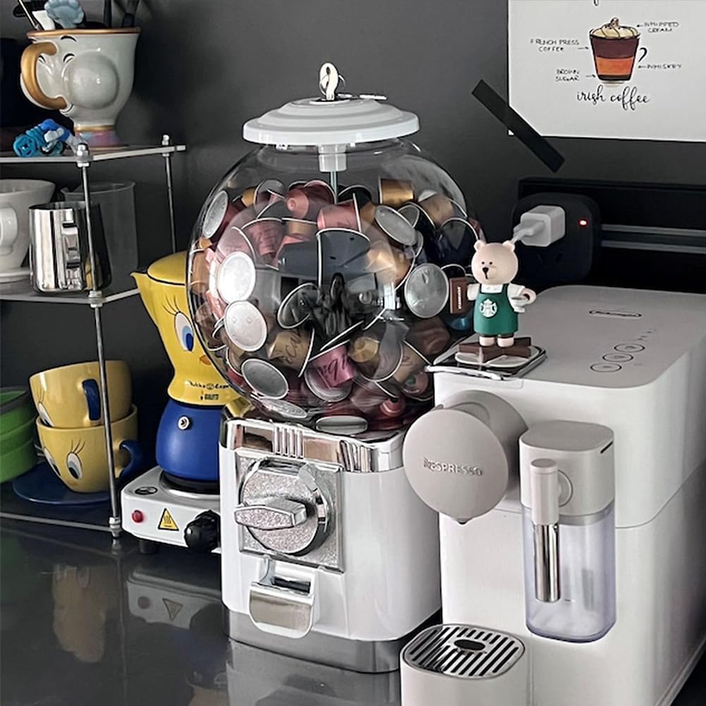 luxury & special Coffee capsule storage box mini home cafe drawing box Max 260 Capsules White 9.8x9.8x17inch