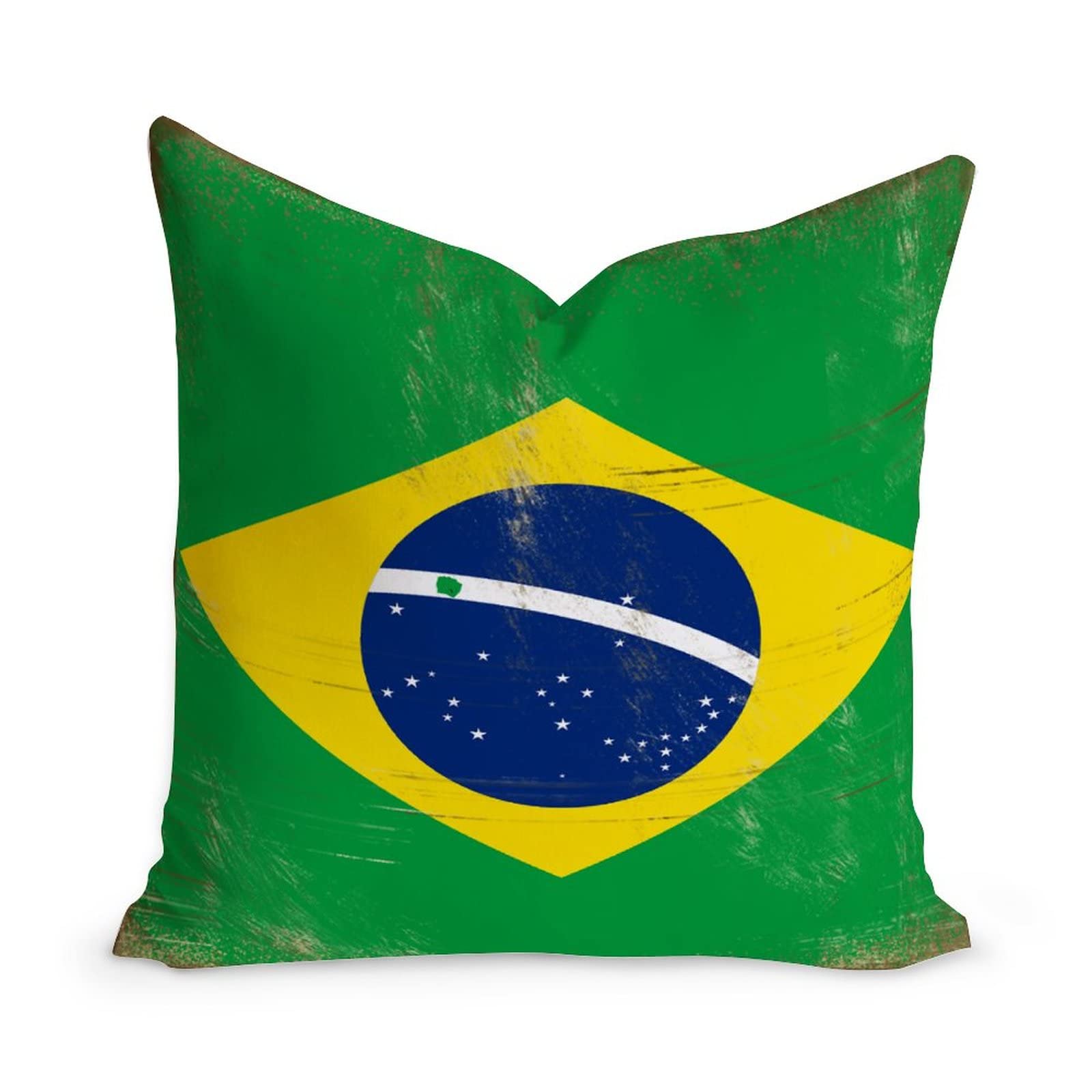 Brazil Flag Throw Pillow 16x16in Brazil Cushion Covers Famhouse Decor Velvet Euro Sham Pillow with Zippe for Living Room Bedroom Modern National Flag Throw Pillow Cushion Cover Housewarming Gift