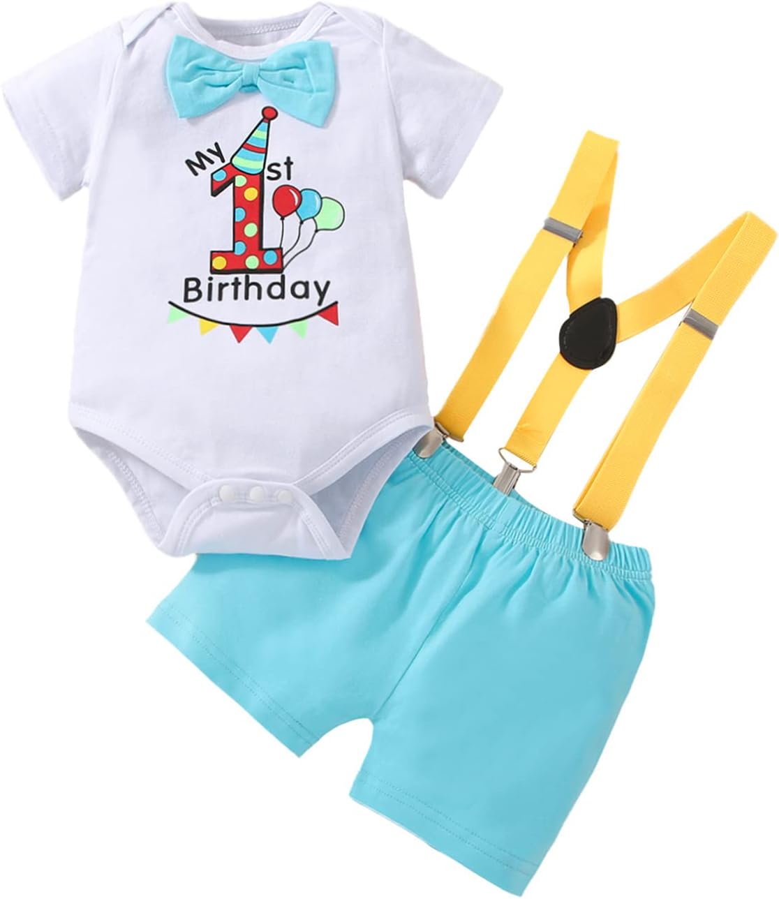 Baby Boys Funny First Birthday Outfit Infant Boy 1st Cake Smash Clothes Bow Tie Pants Set