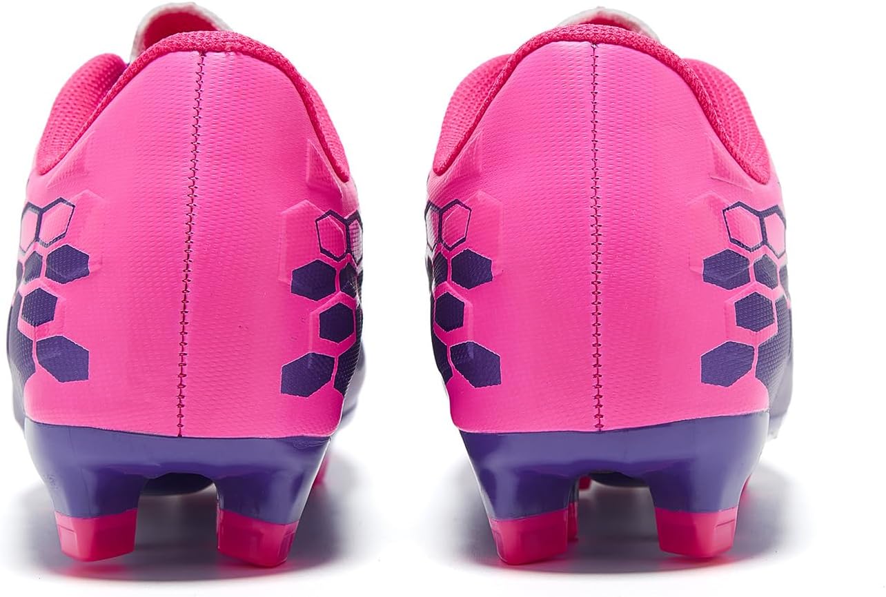 Soccer Shoes for Boys Pink Soccer Cleats Breathable Athletic Toddler Black Football Boots for Outdoor Indoor Soccer Shoes for Girls AG/FG