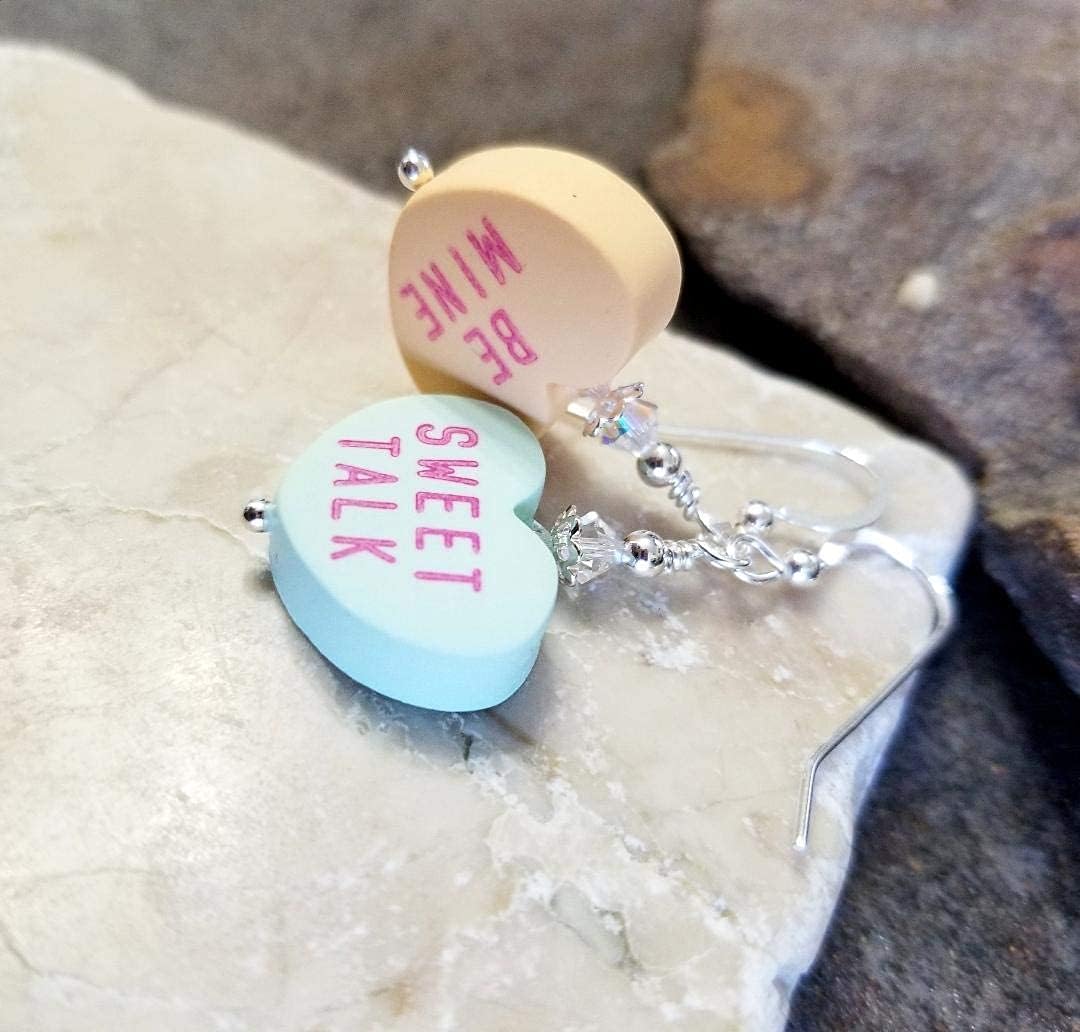 Conversation Heart Earrings Valentine's Day Sterling Silver Valentine